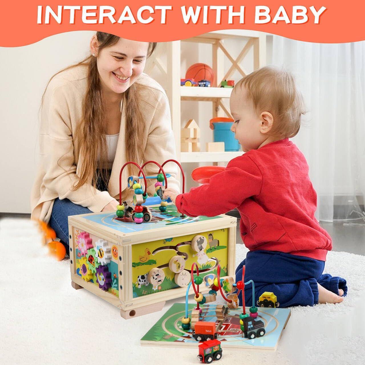 Cubo de Actividad de Madera 7 en 1 FOPNETS Juguete Educativo