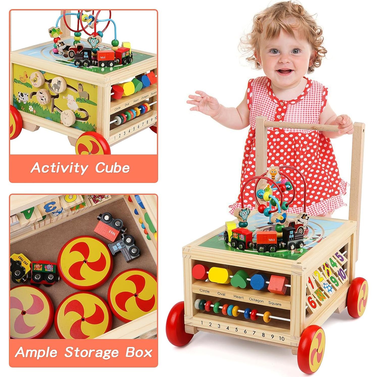 Cubo de Actividad de Madera 7 en 1 FOPNETS Juguete Educativo