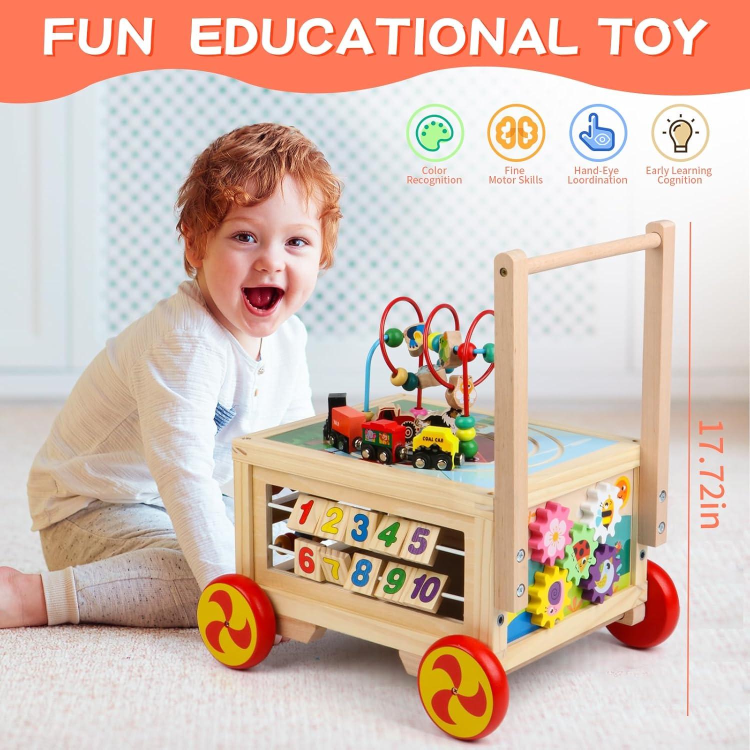 Cubo de Actividad de Madera 7 en 1 FOPNETS Juguete Educativo