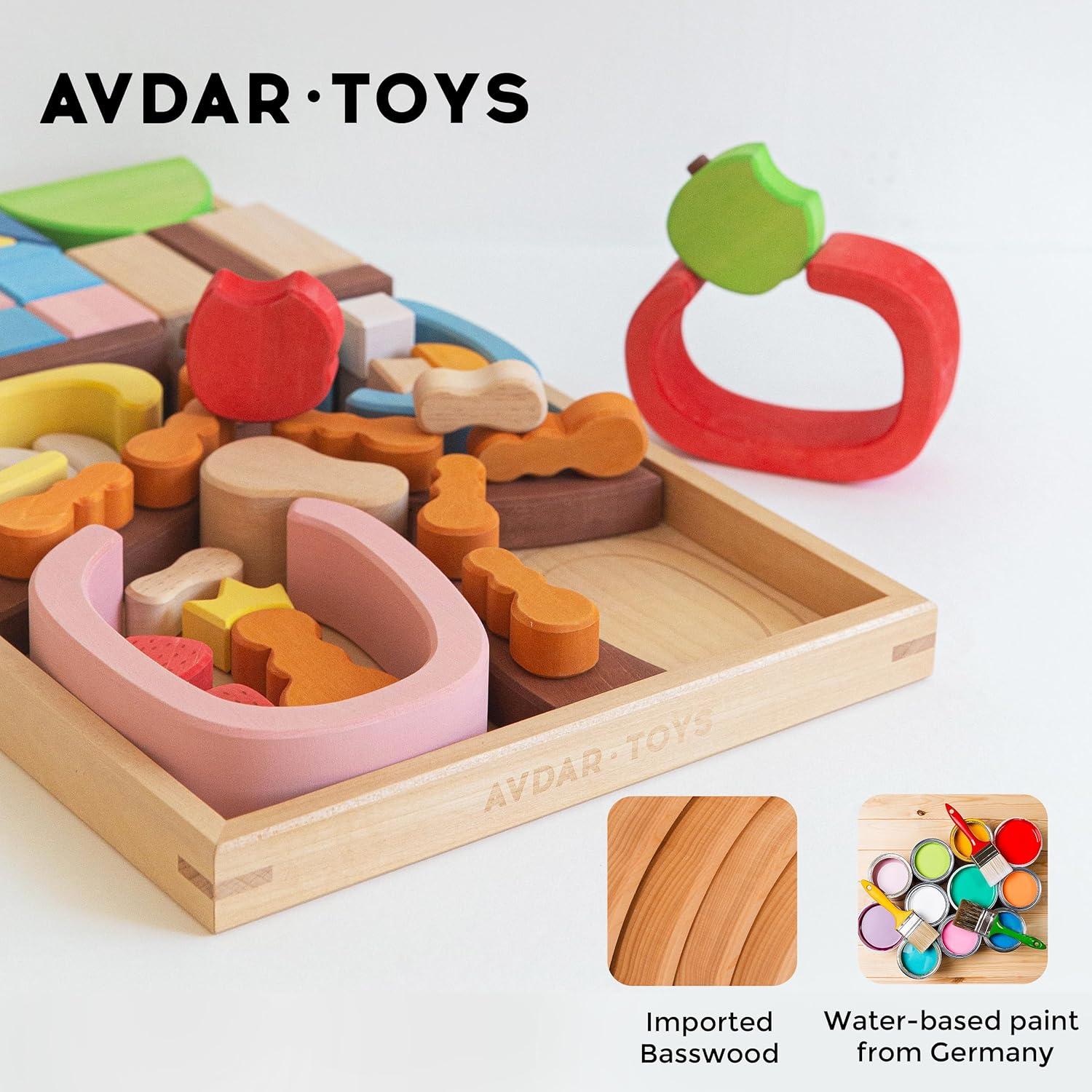 Bloques de Madera Sólida AVDAR para Niños 49x29cm