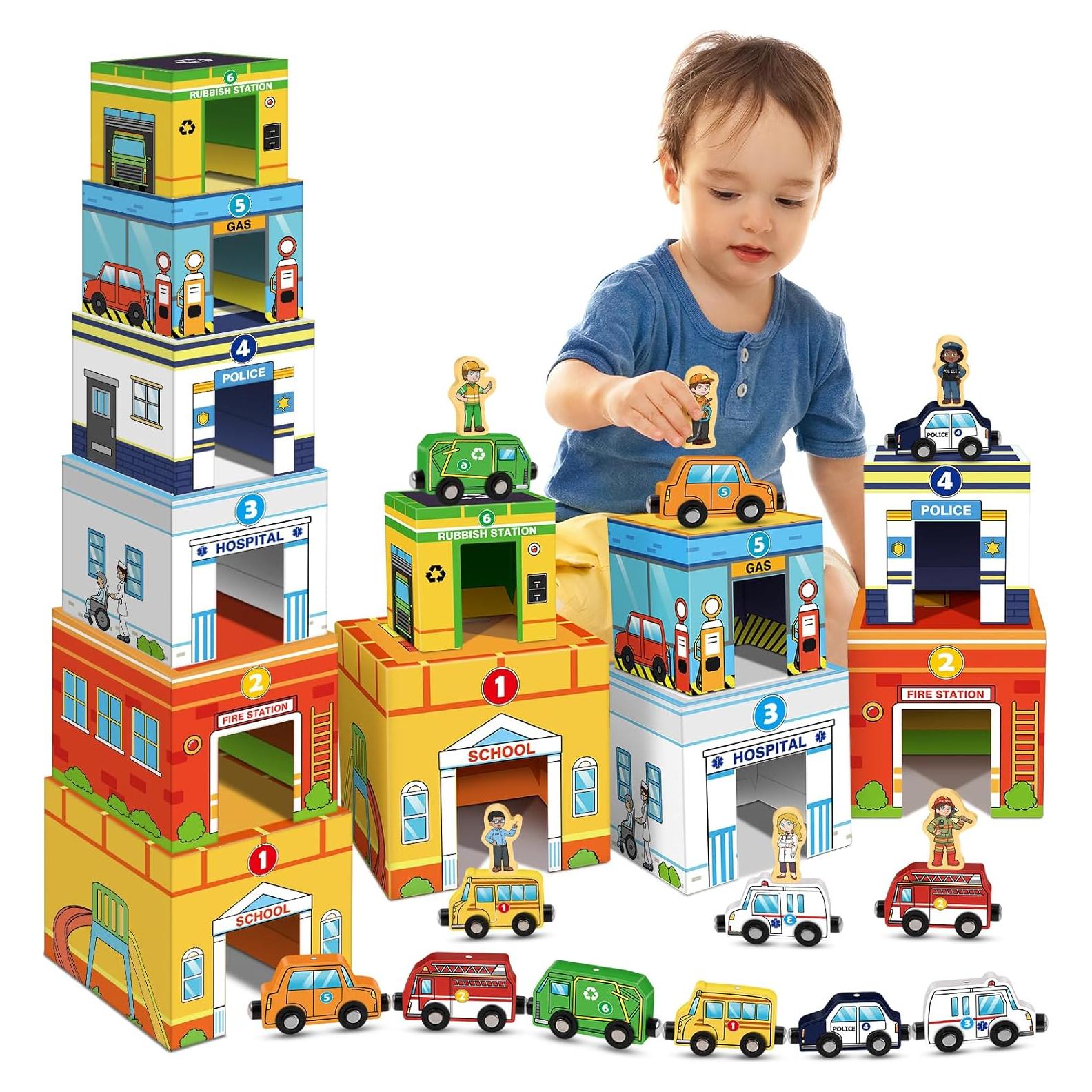 Juego de Apilamiento de Vehículos Magnéticos Aizweb 1-3 Años