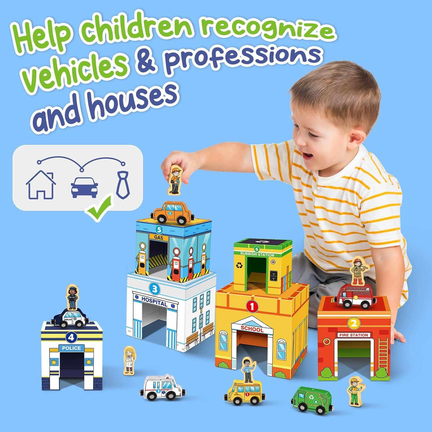 Juego de Apilamiento de Vehículos Magnéticos Aizweb 1-3 Años