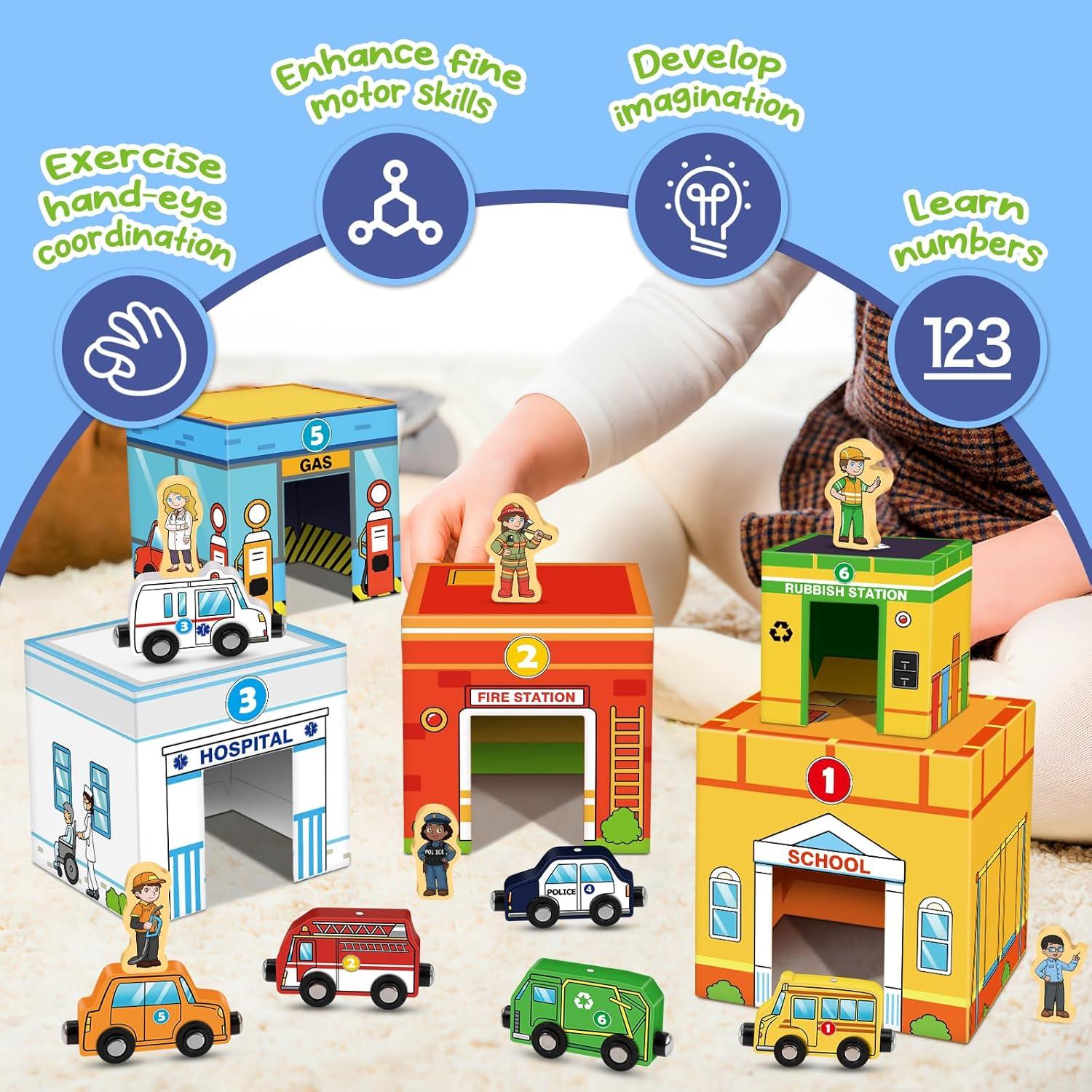 Juego de Apilamiento de Vehículos Magnéticos Aizweb 1-3 Años