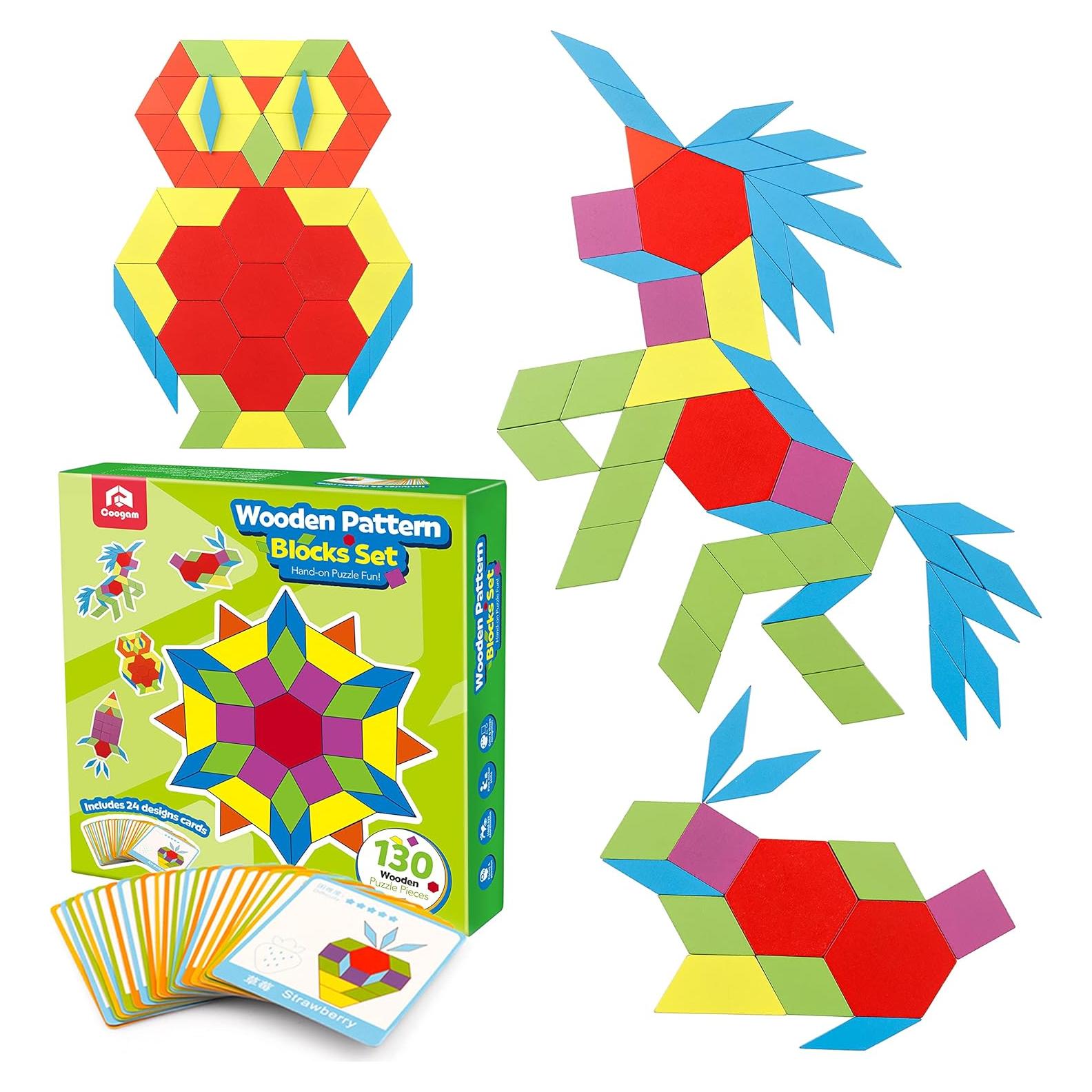 Conjunto de Bloques de Patrón de Madera Coogam 130PCS