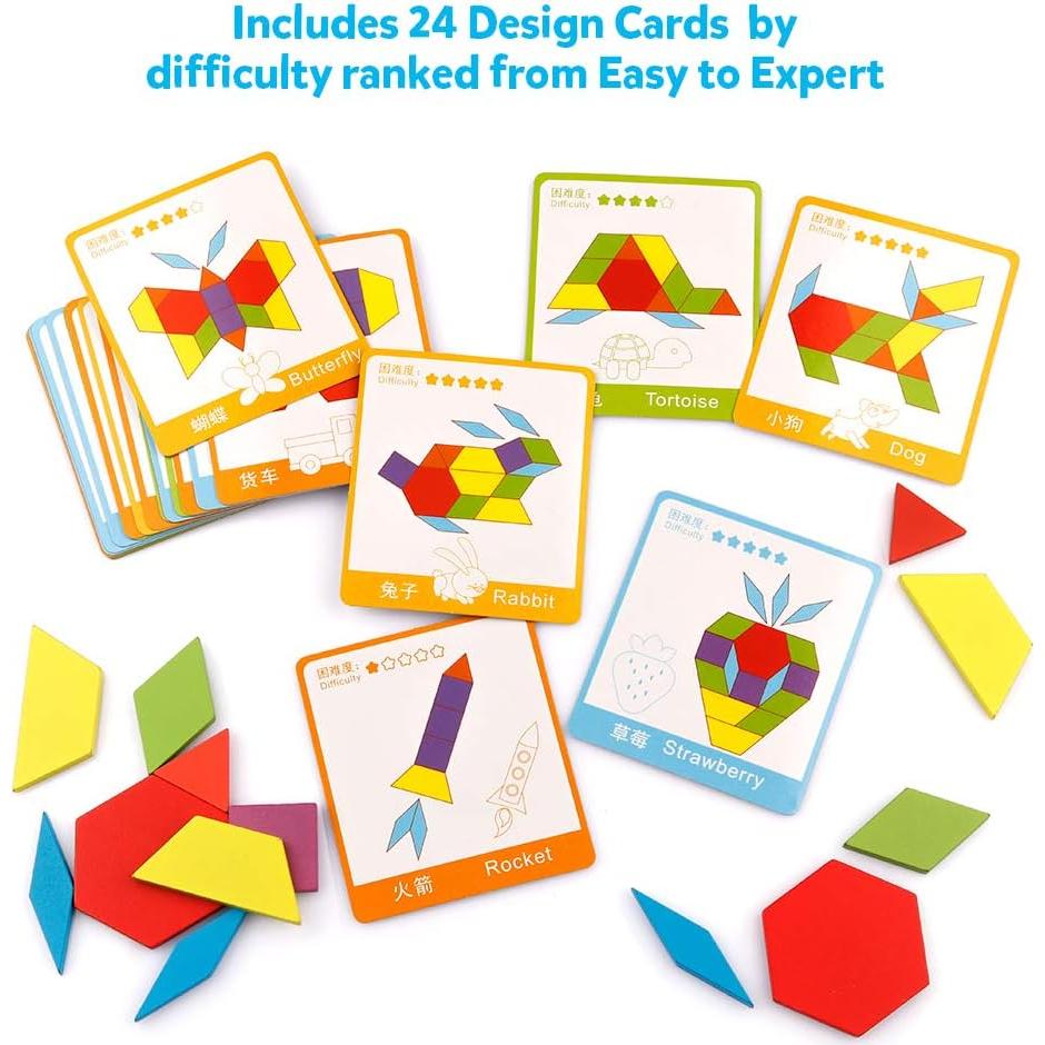 Conjunto de Bloques de Patrón de Madera Coogam 130PCS