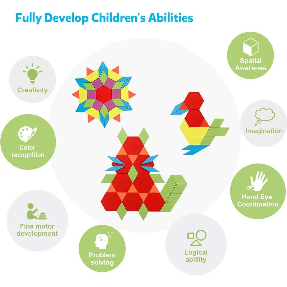 Conjunto de Bloques de Patrón de Madera Coogam 130PCS