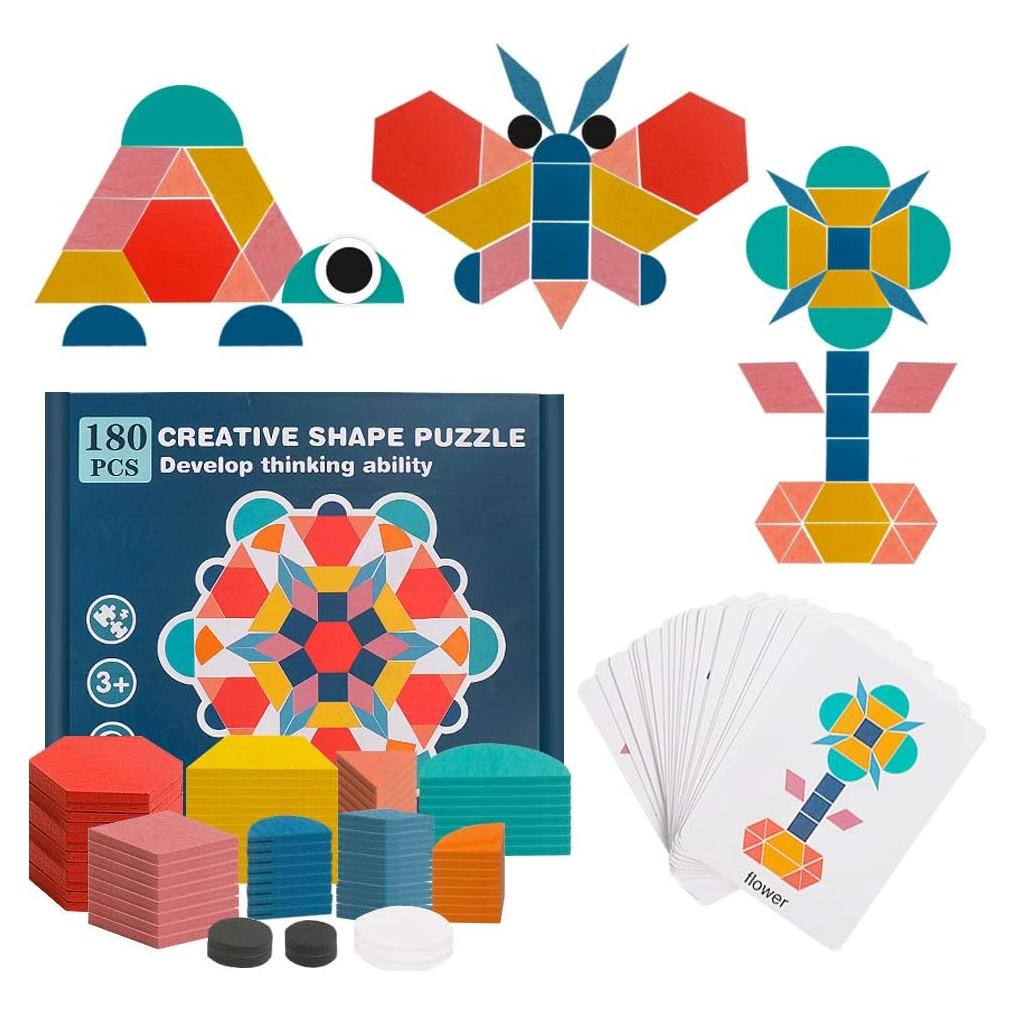 Juego de Bloques de Tangram de Madera USATDD 180 Piezas