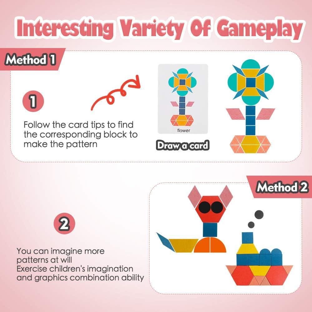 Juego de Bloques de Tangram de Madera USATDD 180 Piezas