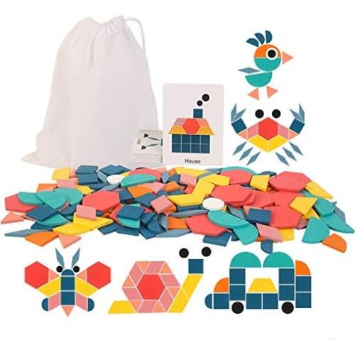 Juego de Bloques de Tangram de Madera USATDD 180 Piezas