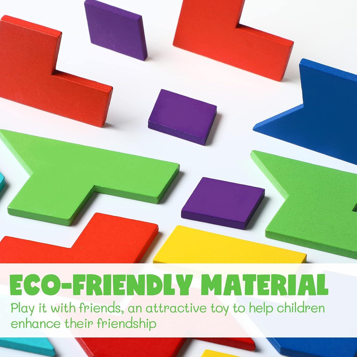 Rompecabezas de Madera Yunsailing 3 Piezas Hexágono y Rectángulo