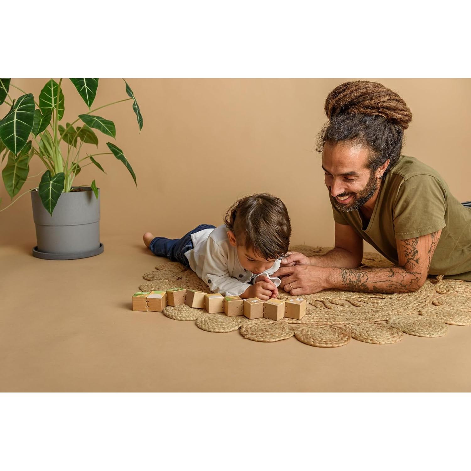 Rompecabezas de Cubo de Madera Kipod 2 en 1 para Niños 2-6 Años