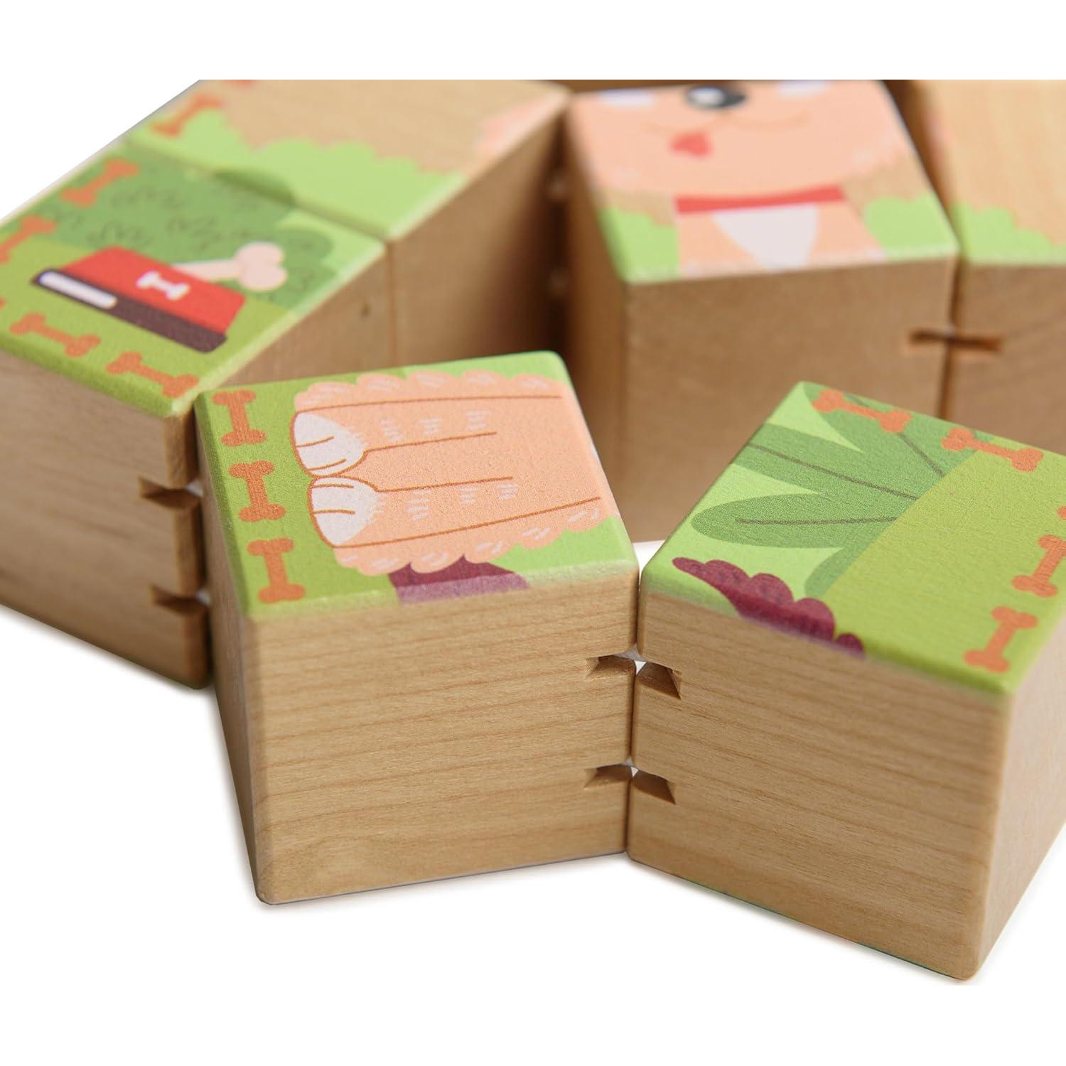 Rompecabezas de Cubo de Madera Kipod 2 en 1 para Niños 2-6 Años