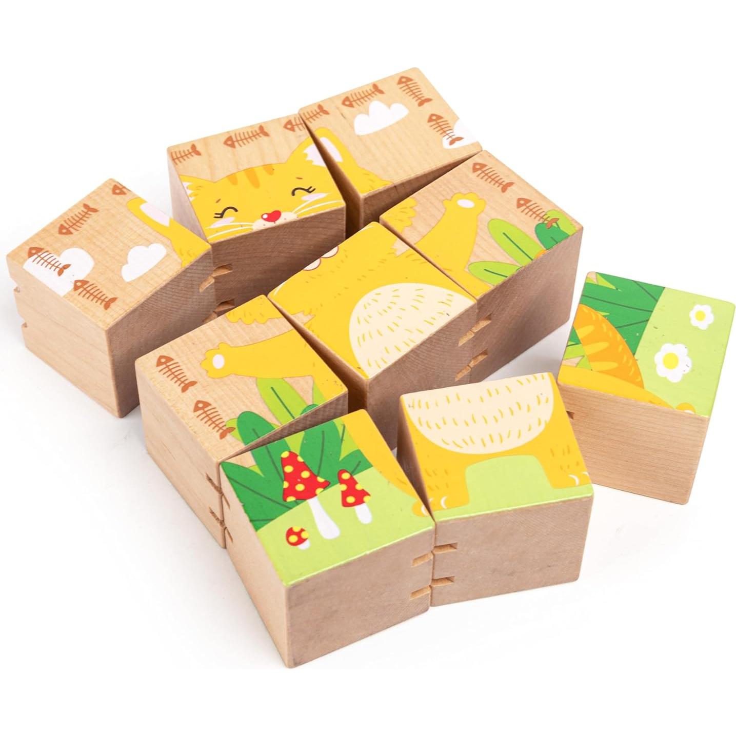 Rompecabezas de Cubo de Madera Kipod 2 en 1 para Niños 2-6 Años