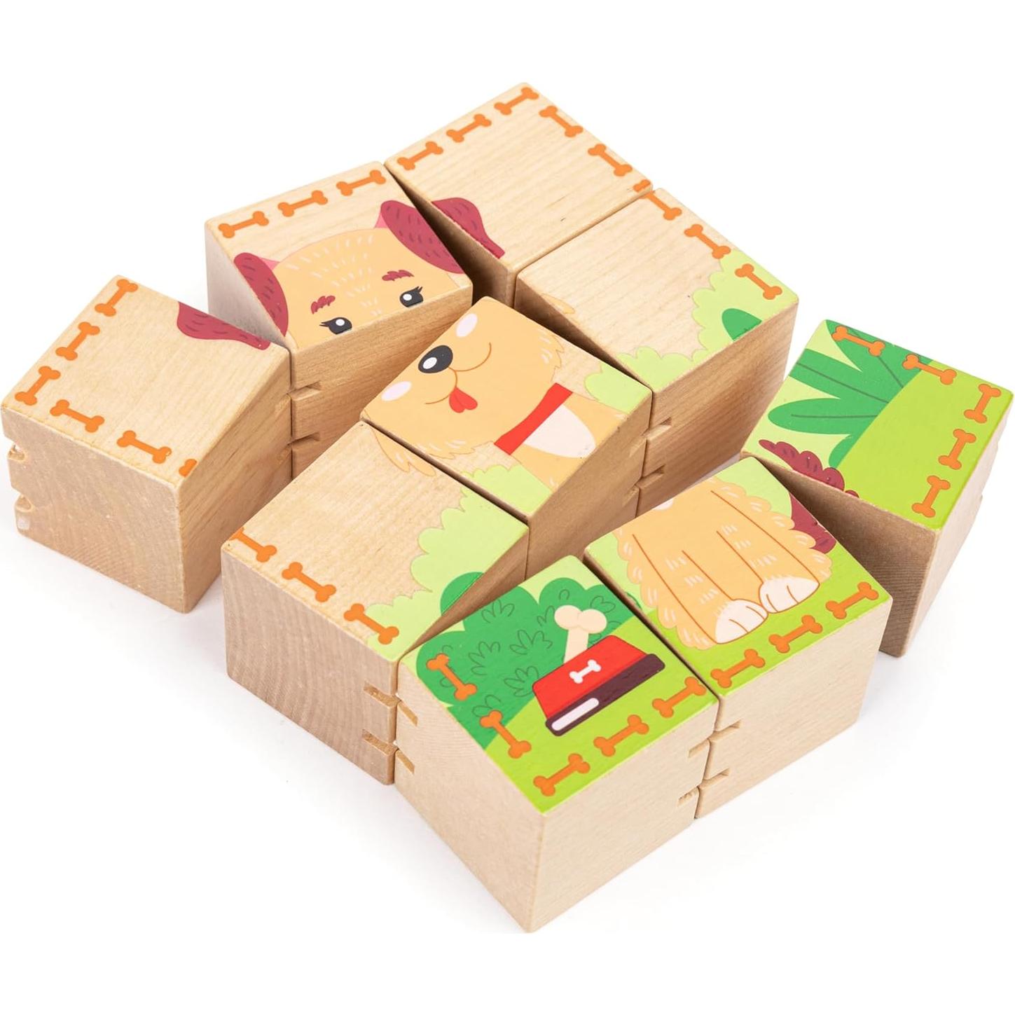 Rompecabezas de Cubo de Madera Kipod 2 en 1 para Niños 2-6 Años