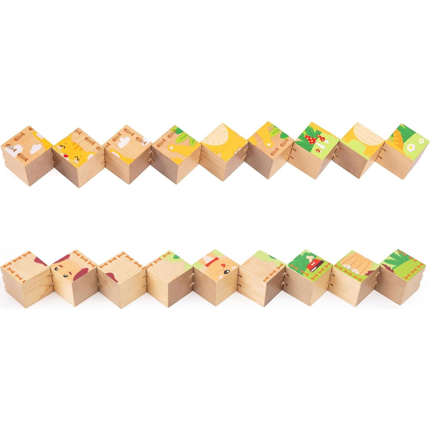 Rompecabezas de Cubo de Madera Kipod 2 en 1 para Niños 2-6 Años