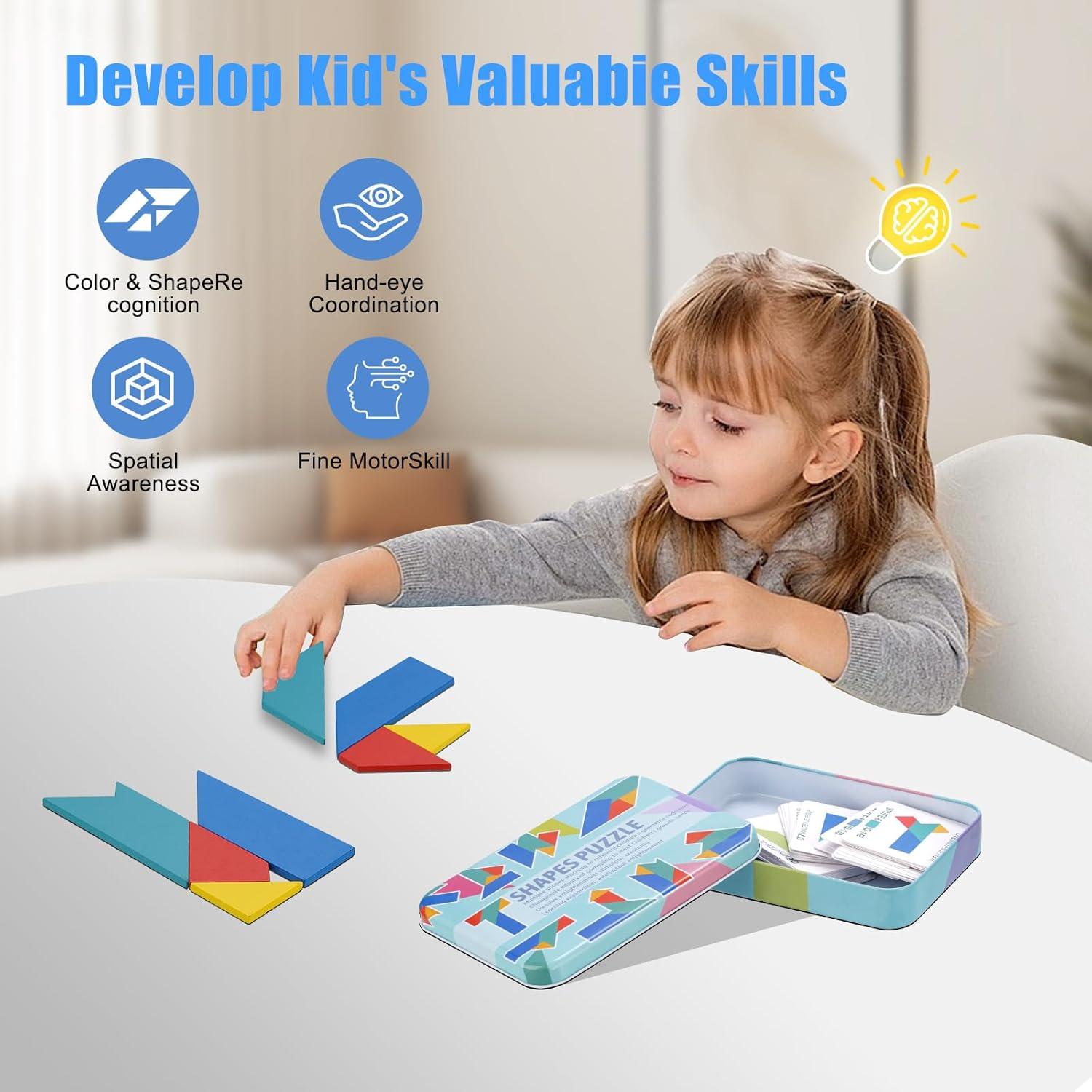 Rompecabezas Tangram de Madera MDEEKPY - Juego Educativo IQ