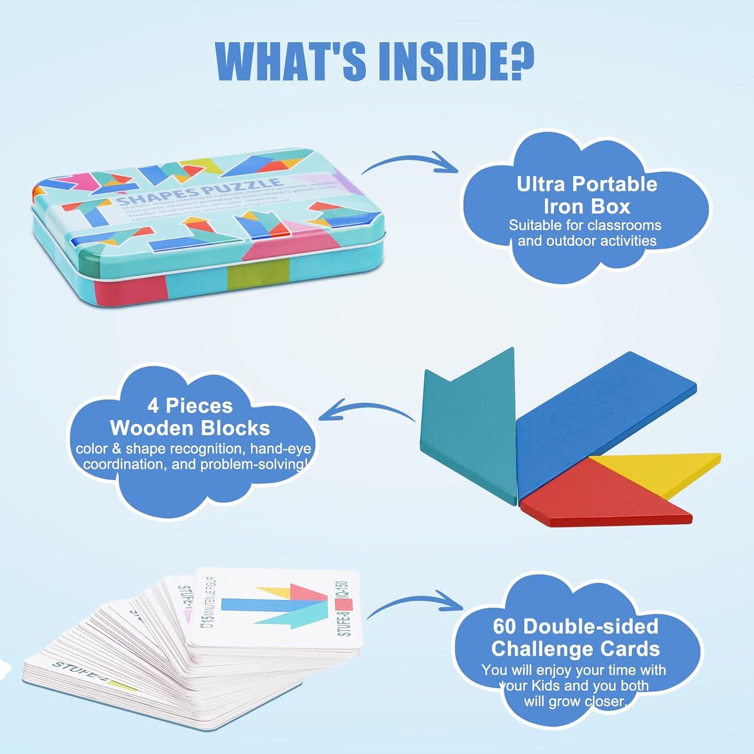 Rompecabezas Tangram de Madera MDEEKPY - Juego Educativo IQ