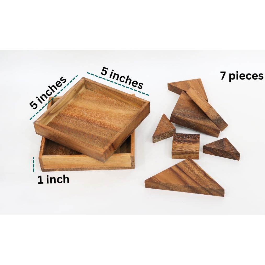 Tangram de Madera SiamMandalay 3D Hecho a Mano - Juego STEM