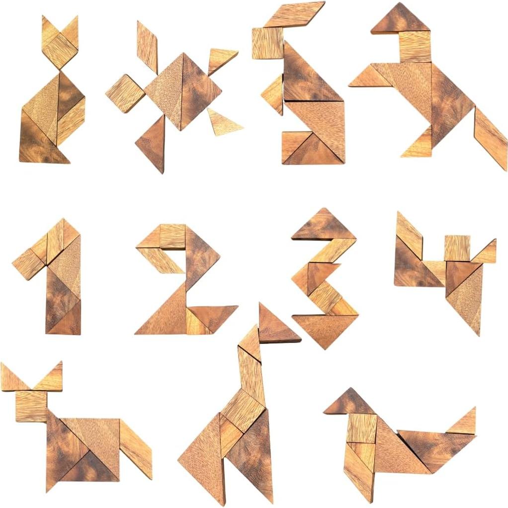 Tangram de Madera SiamMandalay 3D Hecho a Mano - Juego STEM