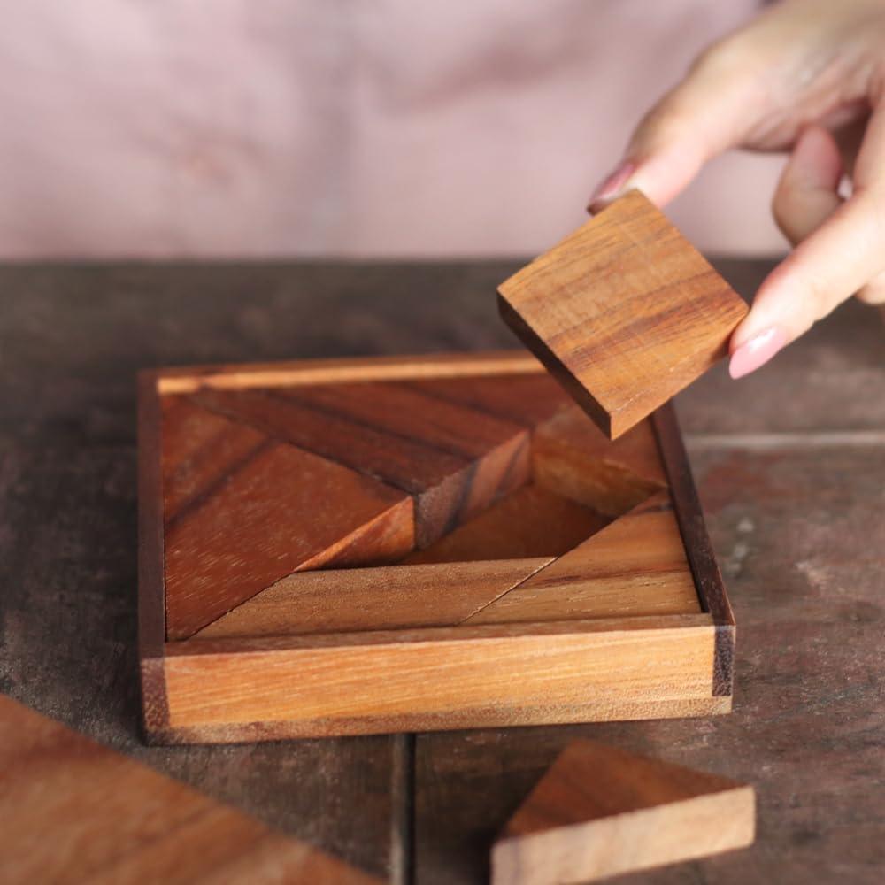 Tangram de Madera SiamMandalay 3D Hecho a Mano - Juego STEM