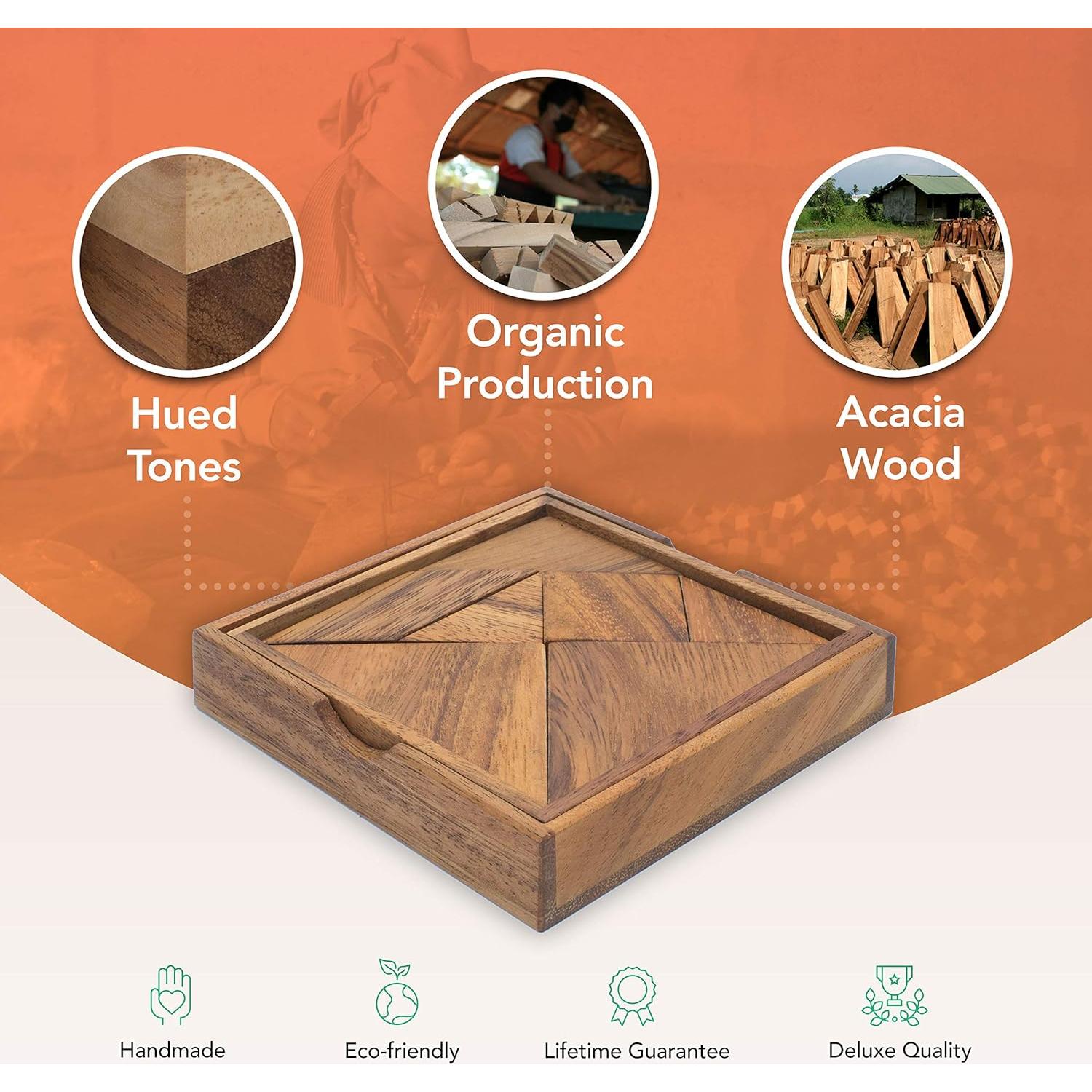 Tangram de Madera SiamMandalay 3D Hecho a Mano - Juego STEM