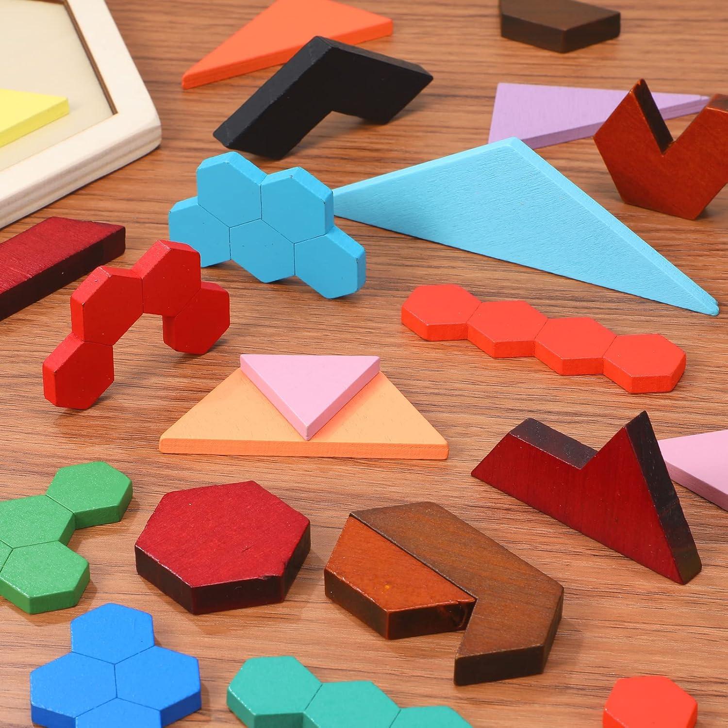 Paquete de 3 Rompecabezas Hexagonales de Madera Jerify