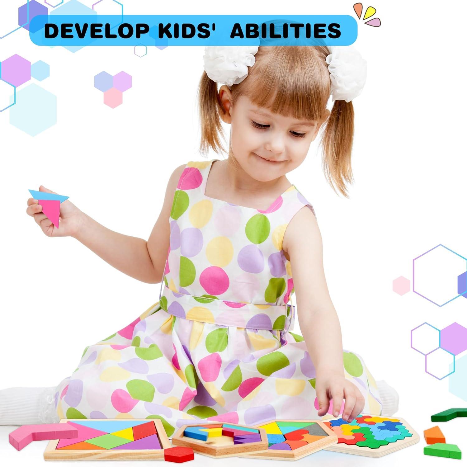 Juego de rompecabezas de tangram de madera Swakuta 7 piezas