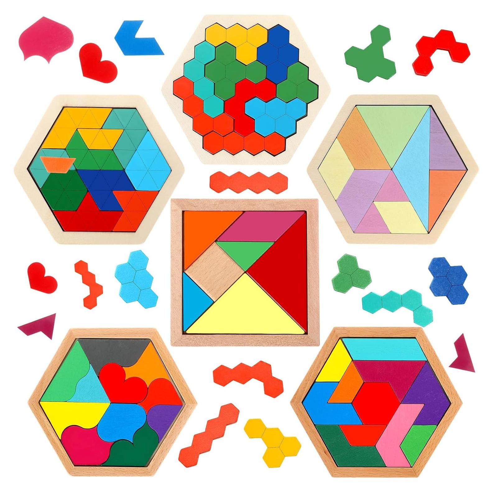 Rompecabezas Hexagonal de Madera Jerify - 6 Piezas Educativas