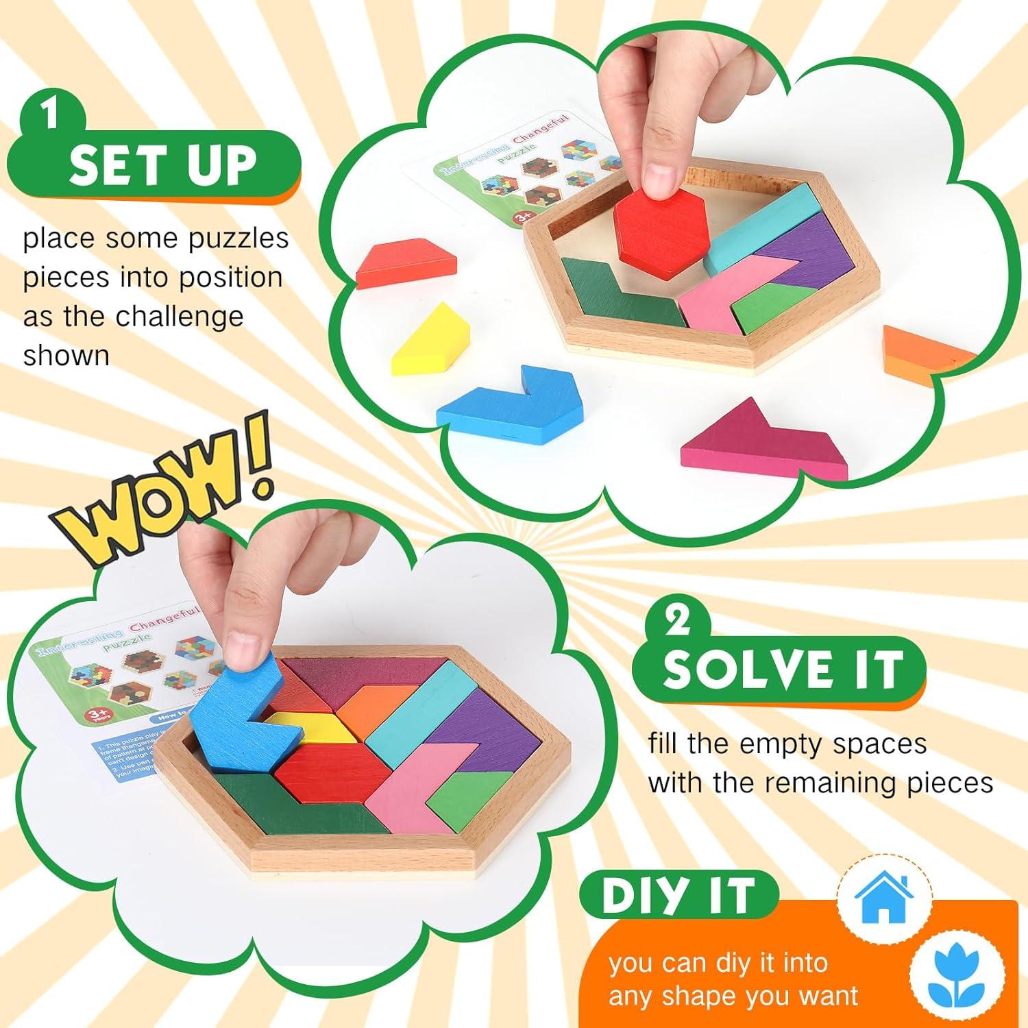 Rompecabezas Hexagonal de Madera Jerify - 6 Piezas Educativas