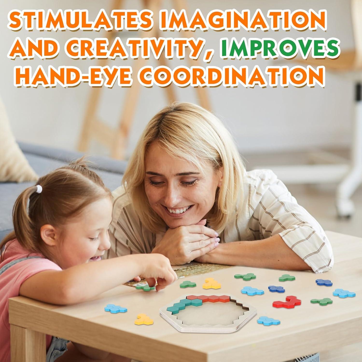 Rompecabezas Hexagonal de Madera Jerify - 6 Piezas Educativas