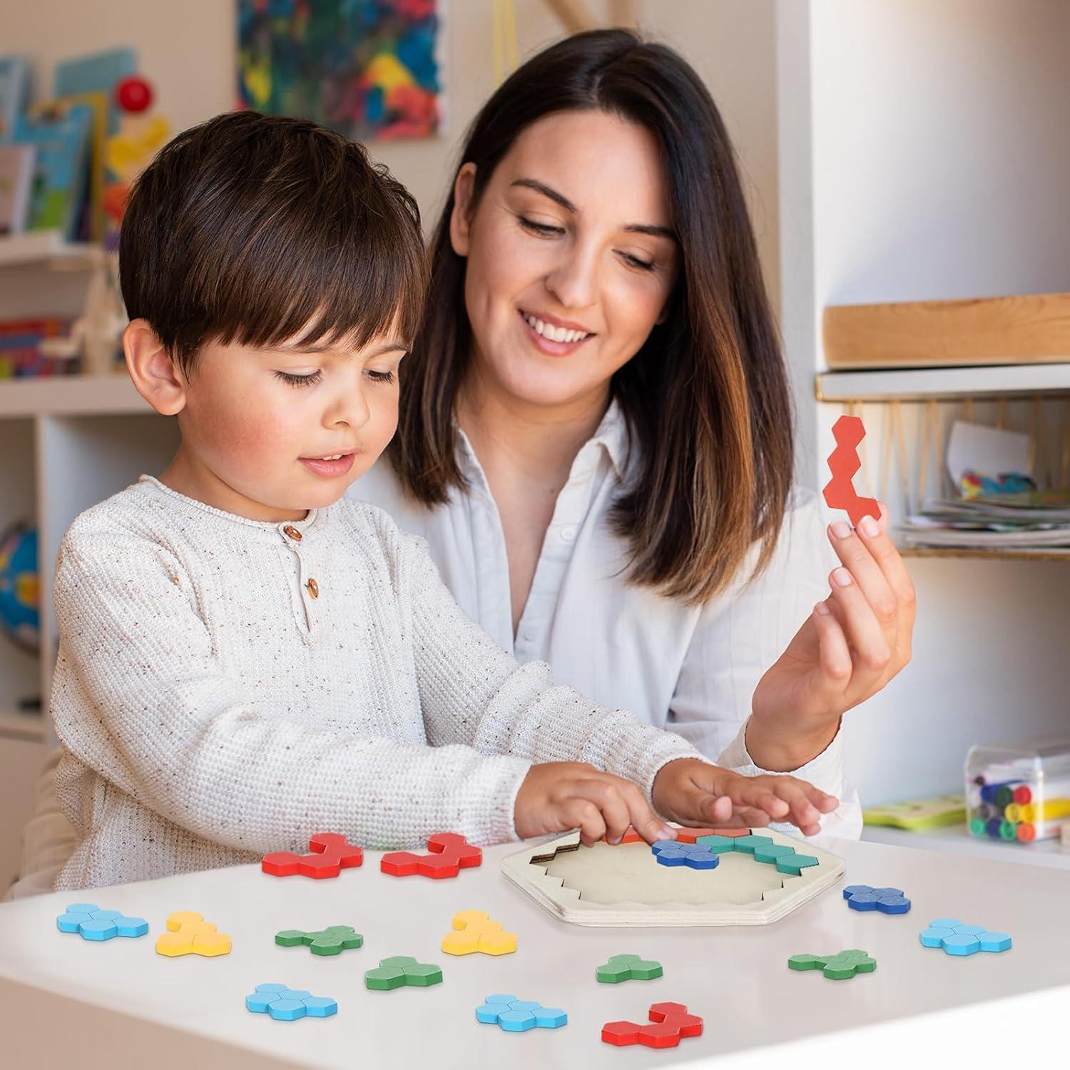 Rompecabezas Hexagonal de Madera Jerify - 6 Piezas Educativas