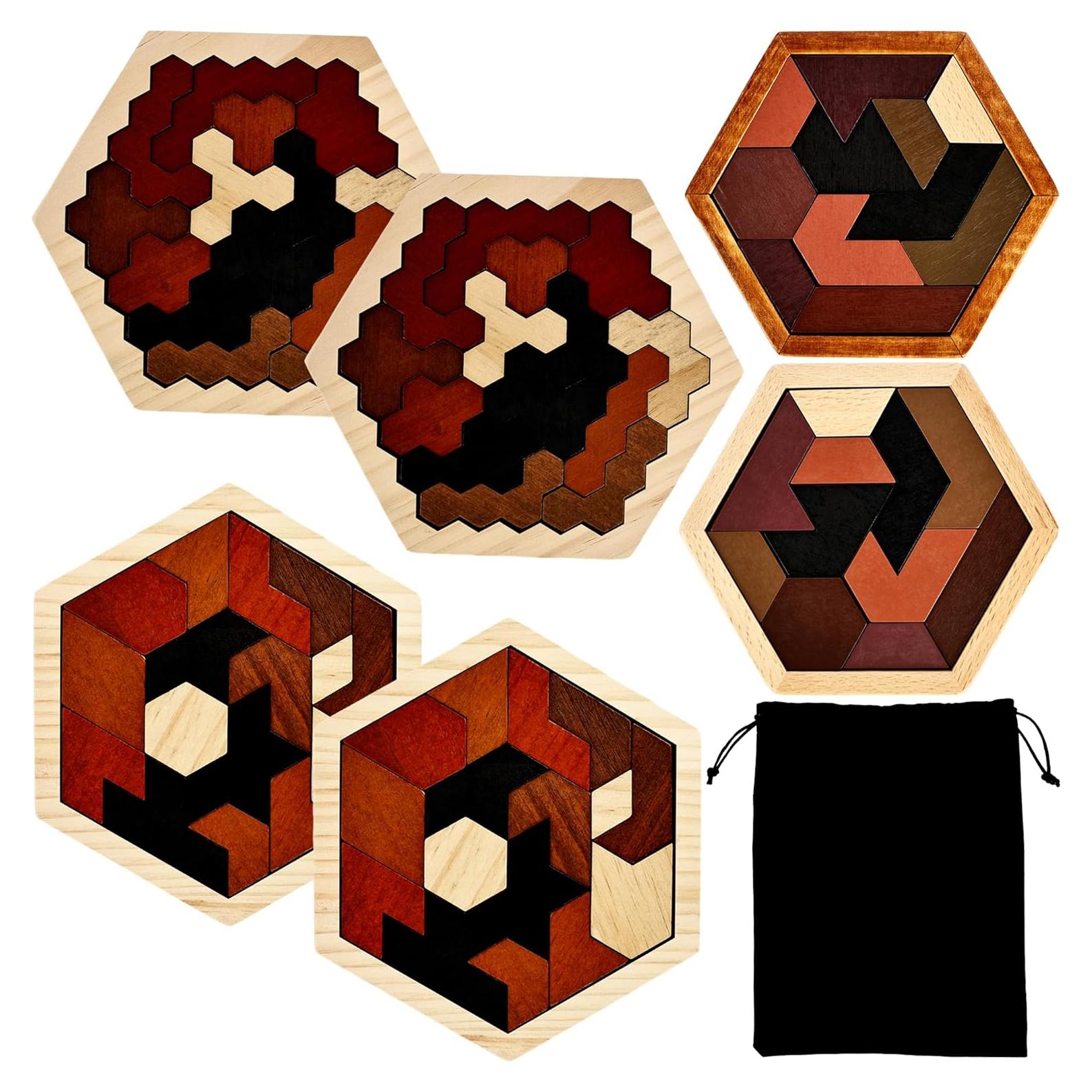 Rompecabezas Tangram Hexagonal de Madera Swakuta - 6 Piezas