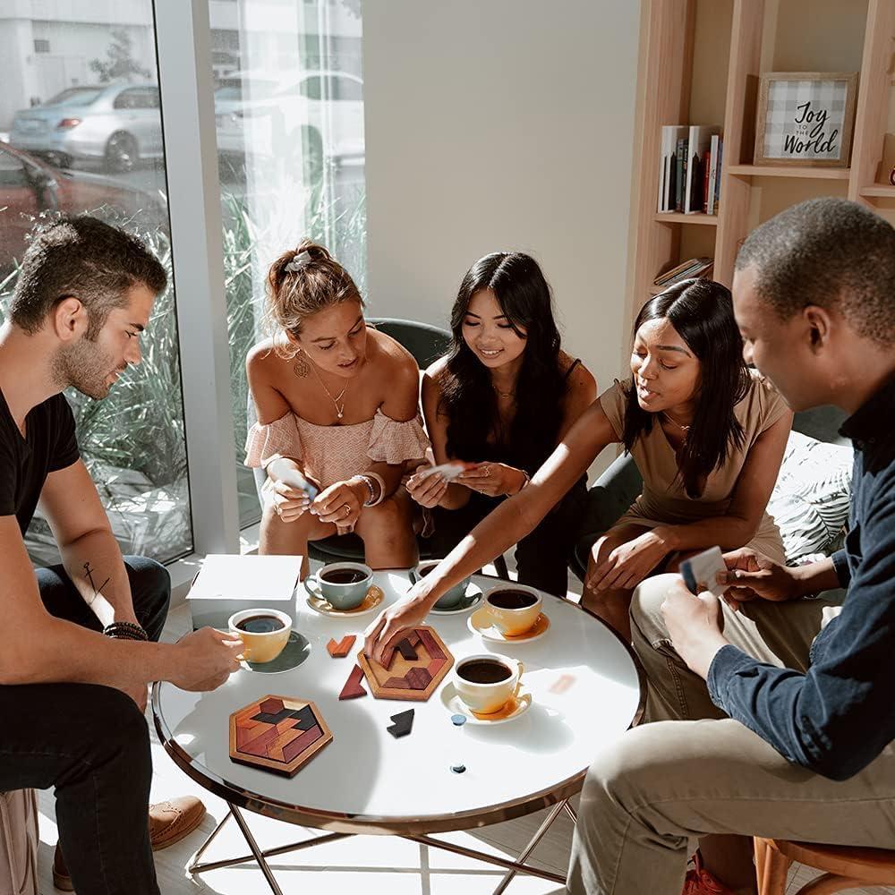 Rompecabezas Hexágono Tangram de Madera KINGZHUO 13.2x12.2cm