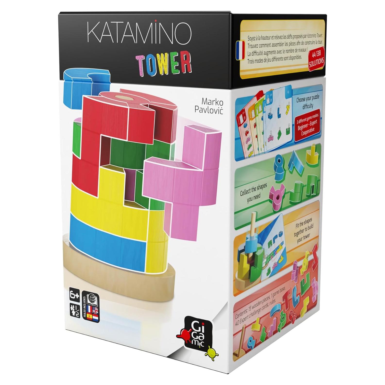 Katamino Tower | Juego de Rompecabezas 3D de Madera | 1-2 Jugadores