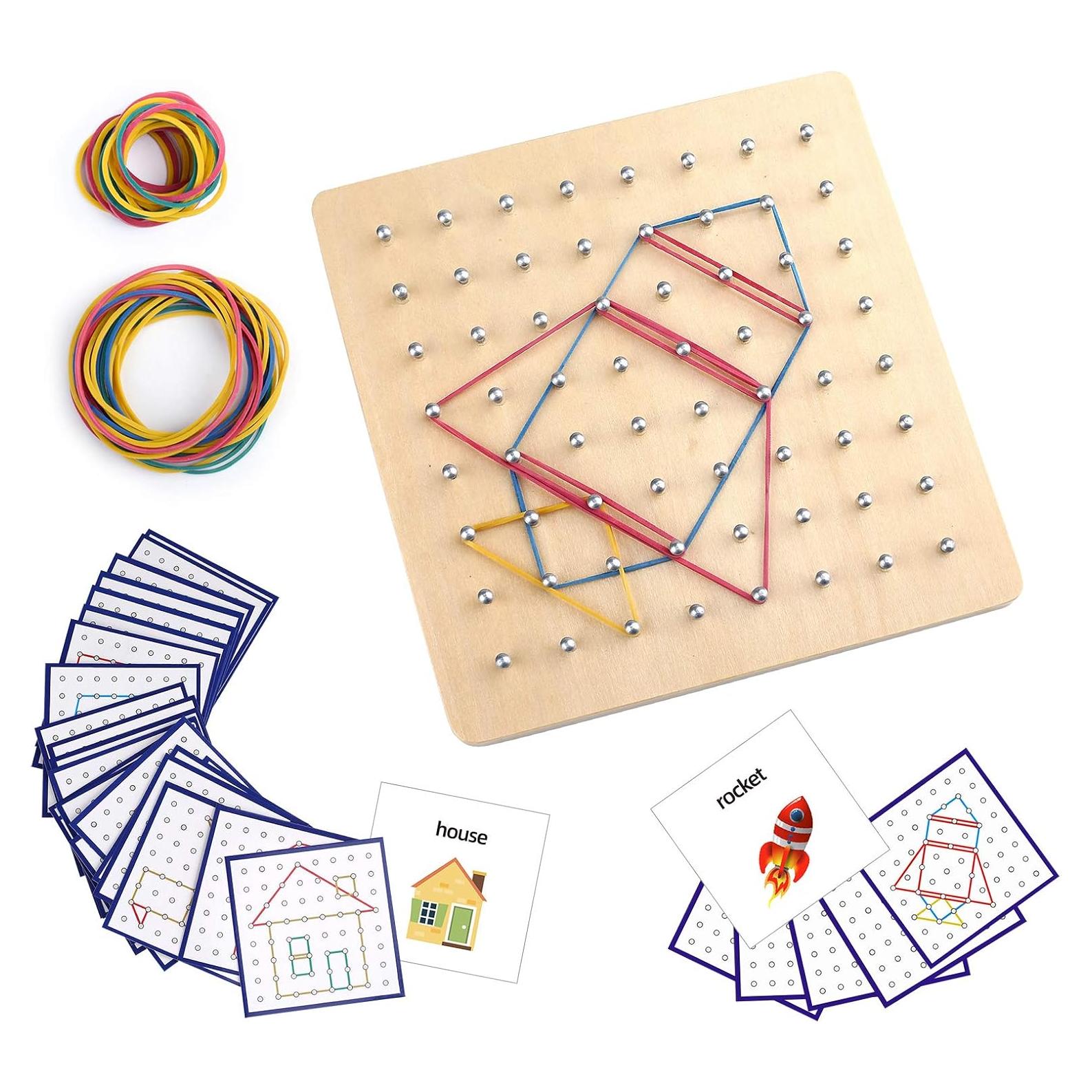 Tablero Geométrico de Madera Montessori Thoth 64 Piezas