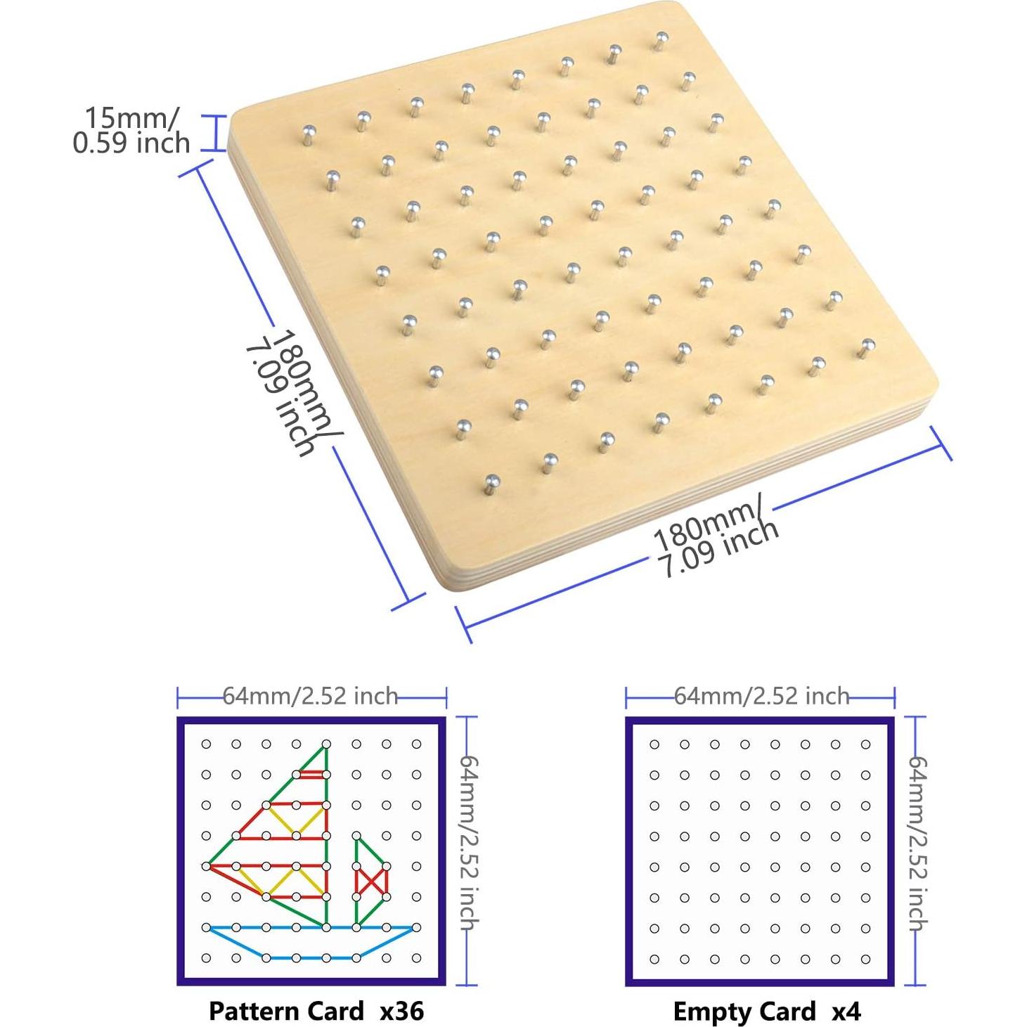 Tablero Geométrico de Madera Montessori Thoth 64 Piezas