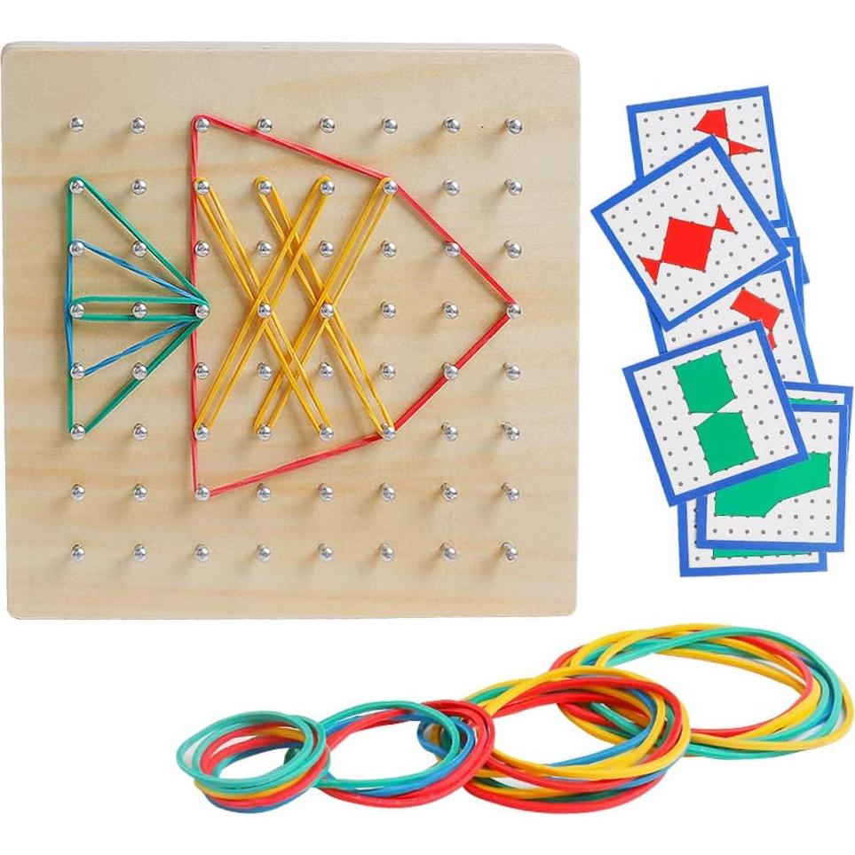 Tablero Geométrico de Madera Kizh 8x8 Juguete Educativo STEM