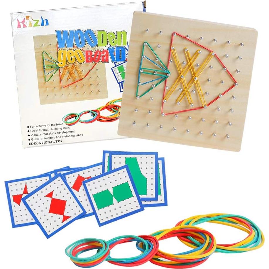 Tablero Geométrico de Madera Kizh 8x8 Juguete Educativo STEM