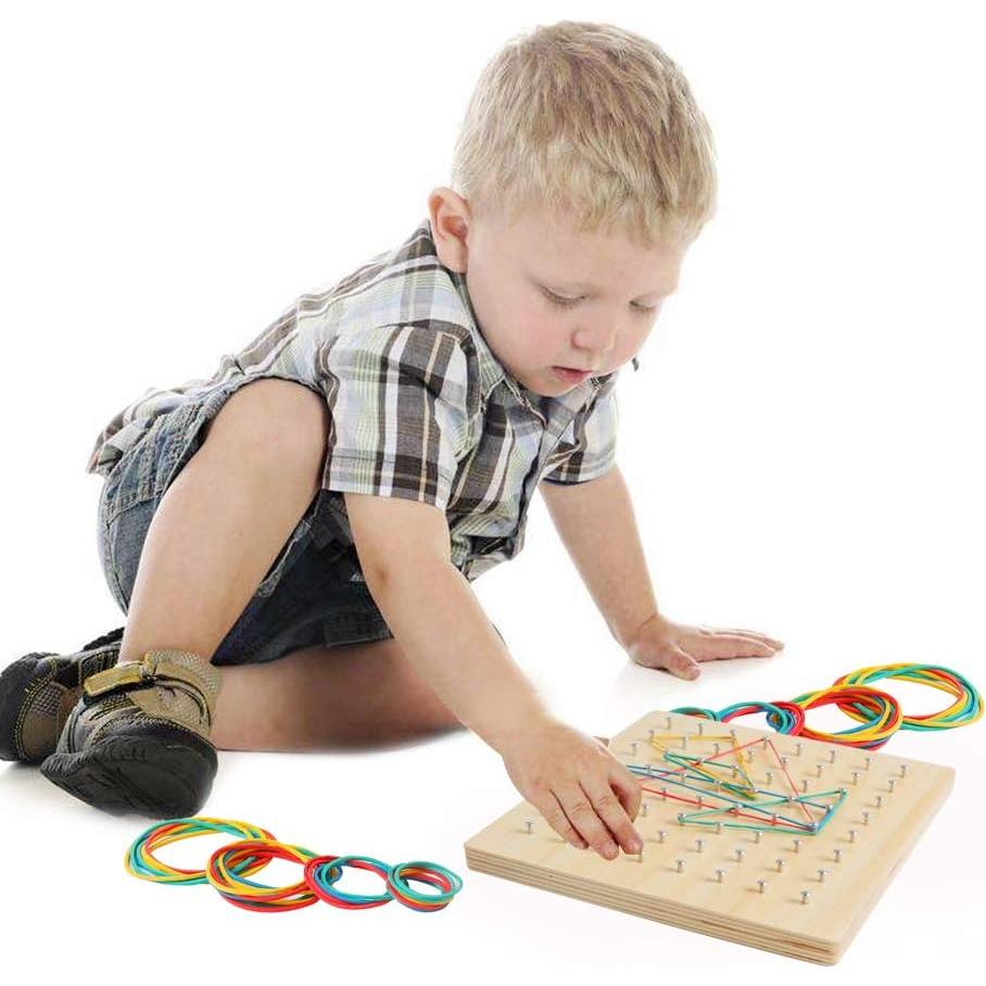 Tablero Geométrico de Madera Kizh 8x8 Juguete Educativo STEM