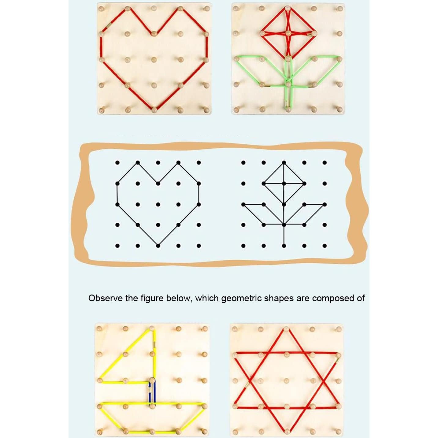 Tablero Geoboard de Madera Montessori YHZAN 5x5 con Tarjetas