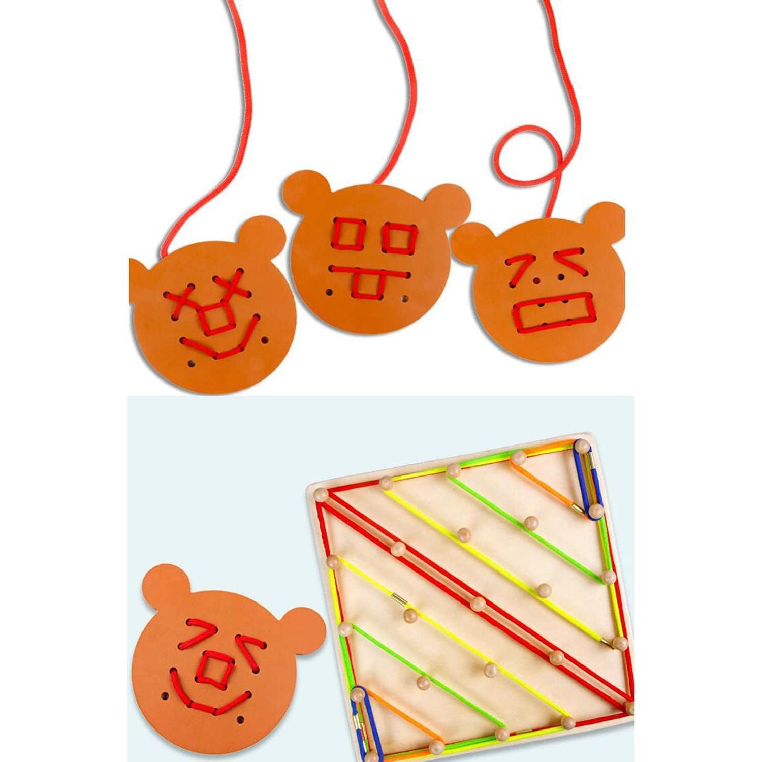 Tablero Geoboard de Madera Montessori YHZAN 5x5 con Tarjetas