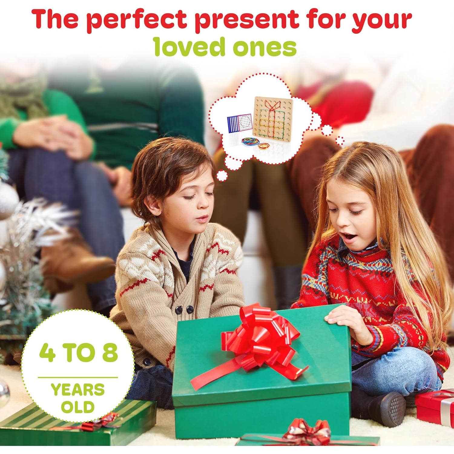 Tablero Geométrico de Madera CUBIDI con Bandas de Goma - Juguete Educativo para Niños 4 Años