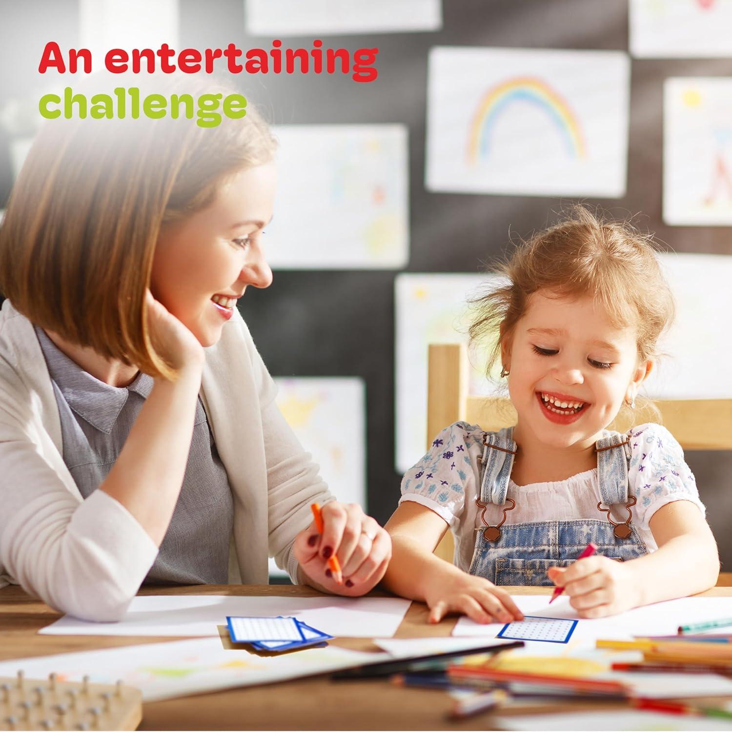 Tablero Geométrico de Madera CUBIDI con Bandas de Goma - Juguete Educativo para Niños 4 Años