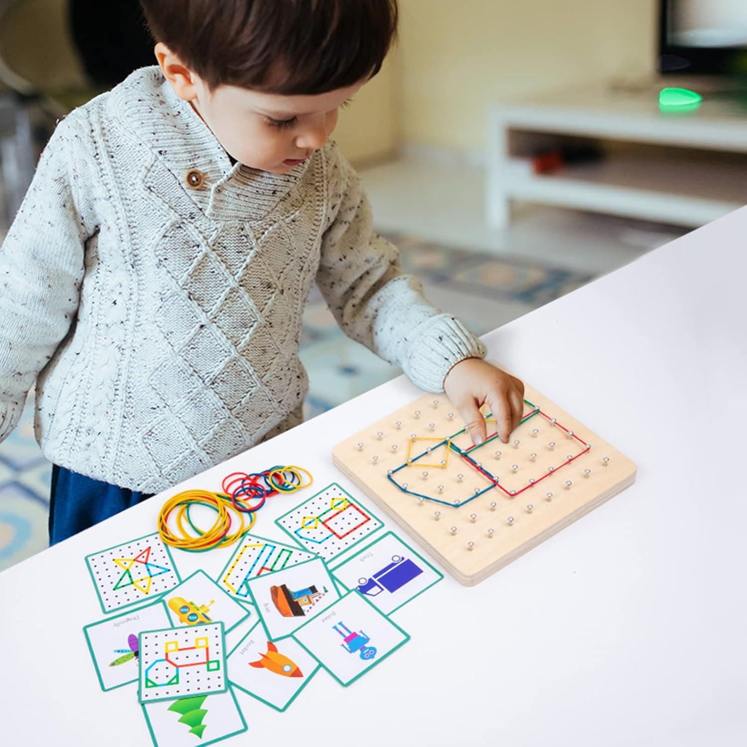 Tablero Geométrico de Madera Auvewilo 20x20 cm Juguete Educativo