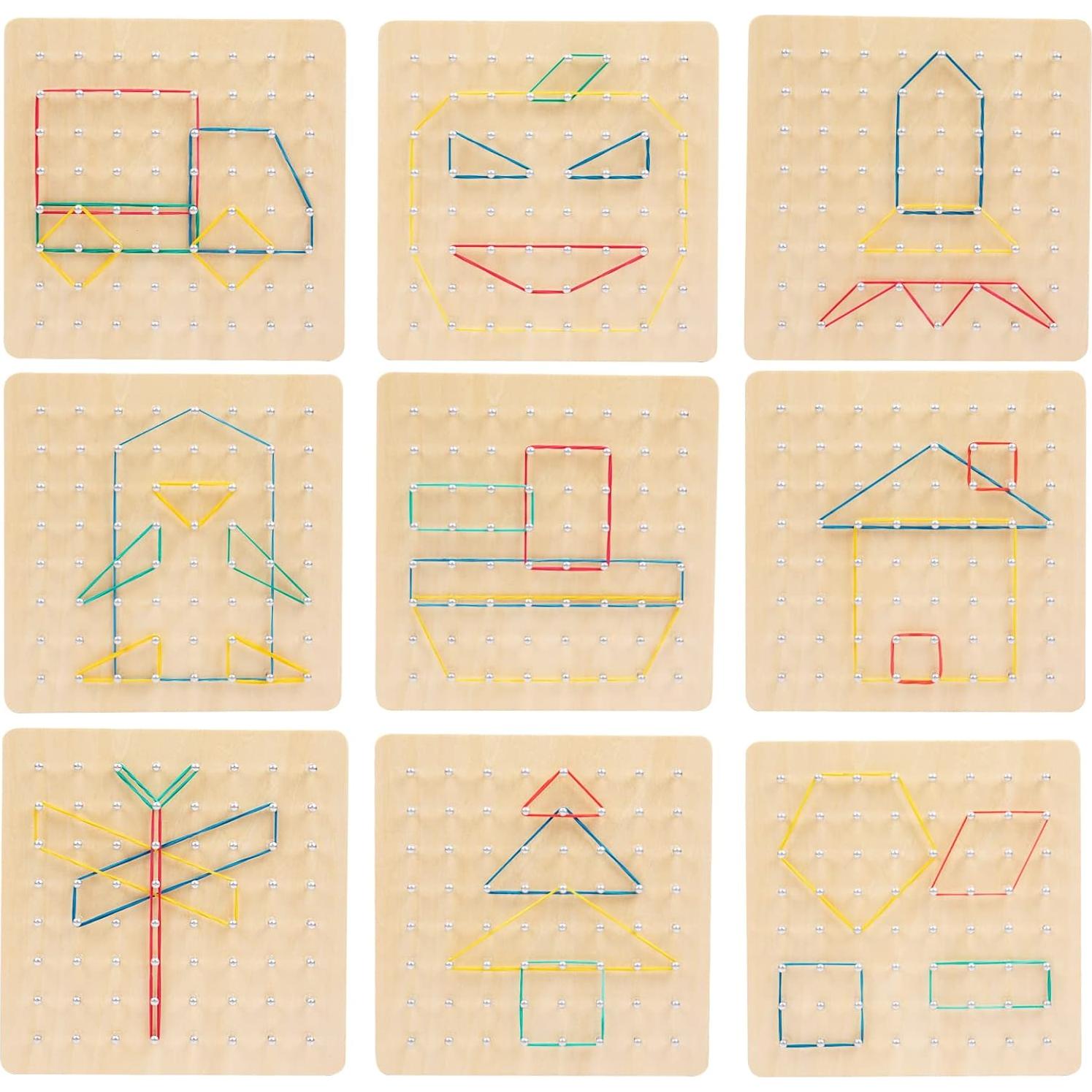 Tablero Geométrico de Madera Auvewilo 20x20 cm Juguete Educativo