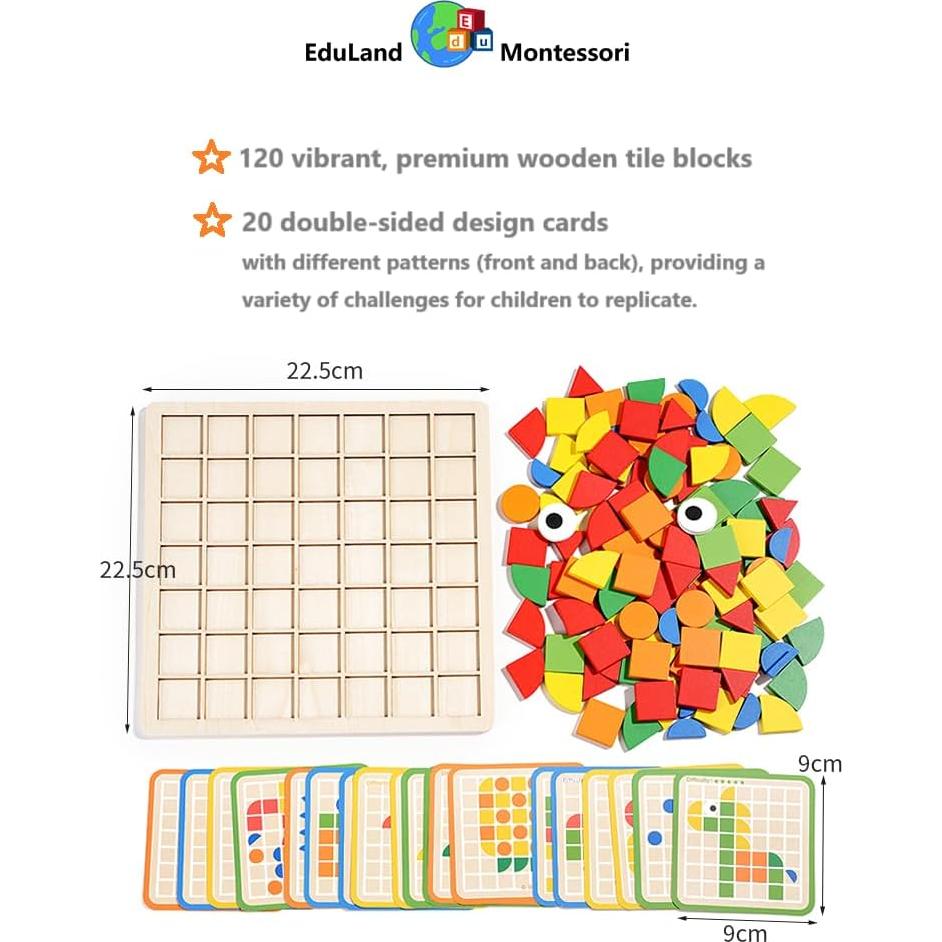 Rompecabezas de Bloques de Madera EduLand Montessori 120 Piezas