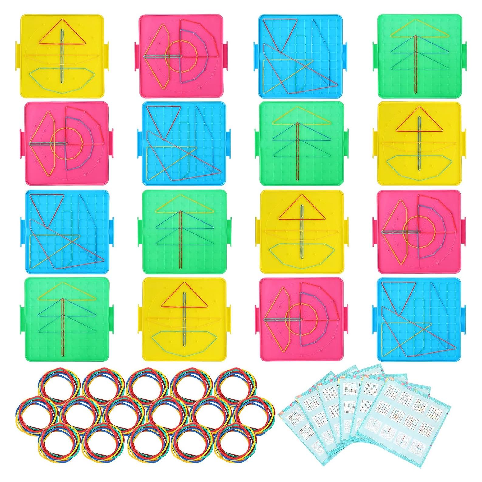 Tableros Geoboard Teling Doble Cara 16 cm - 16 Piezas Educativos