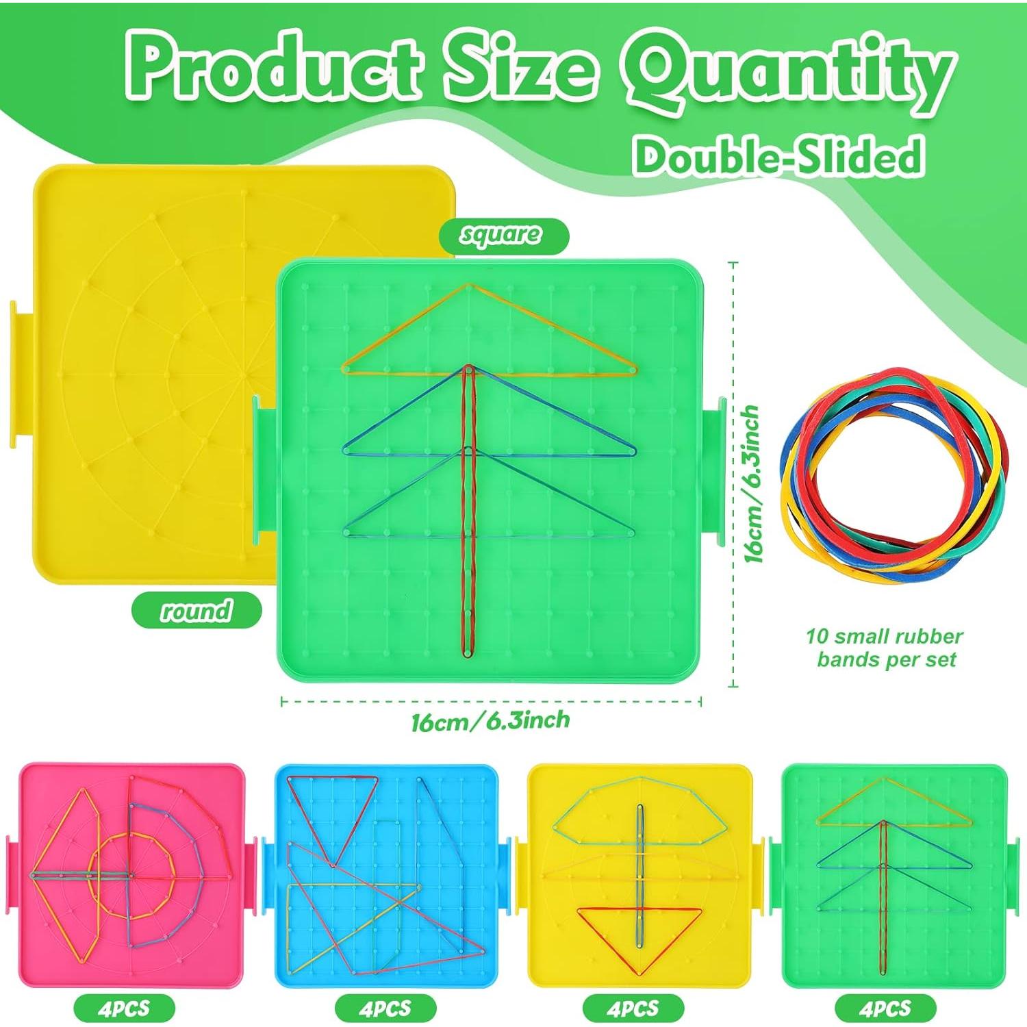 Tableros Geoboard Teling Doble Cara 16 cm - 16 Piezas Educativos