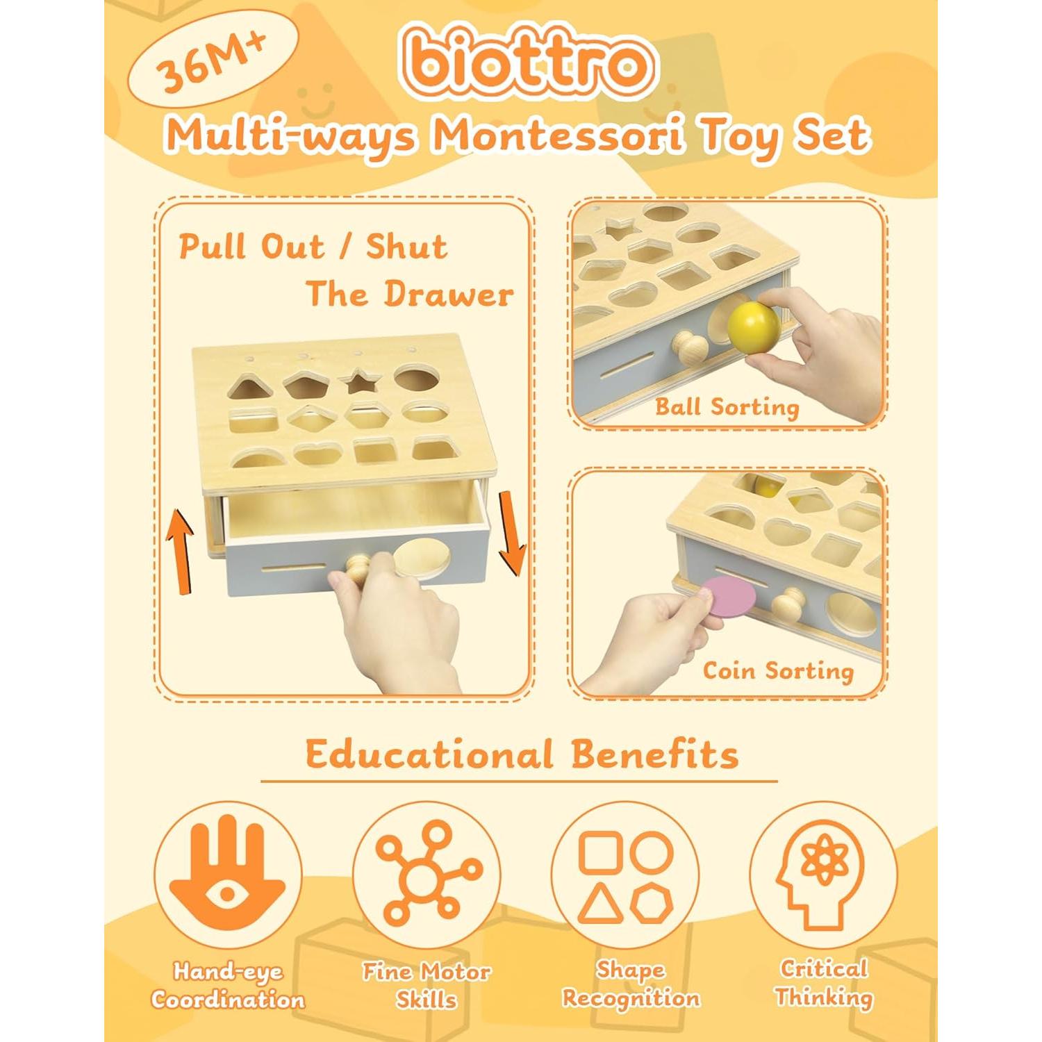 Juguetes Montessori Biottro 5 en 1 para Niños 3 a 7 Años