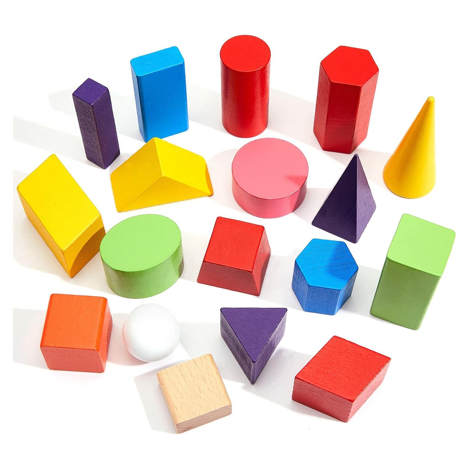 Bloques Geométricos de Madera Deekin 18 Pcs para Aprendizaje